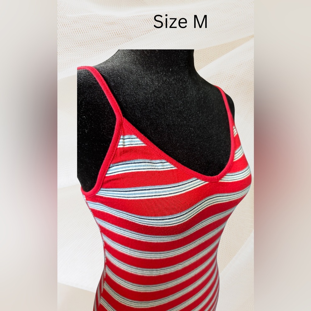 Red and White Striped bodycon midi dress ✨